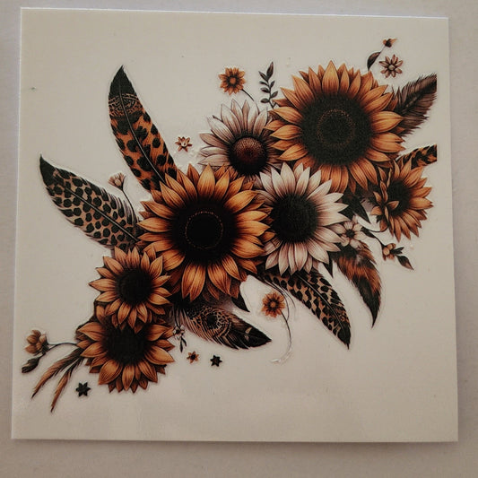 Multiple Sunflowers and feathers